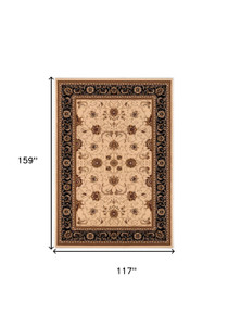 10' X 13' Black And Tan Oriental Washable Non Skid Area Rug