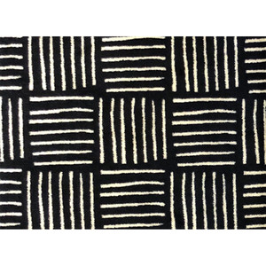 2' x 3' Black and Off White Abstract Machine Tufted Area Rug - 606114724070