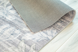 7' x 10' Gray and White Floral Area Rug - 606114765882