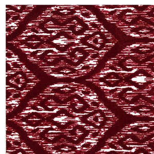 2' X 4' Red And White Ikat Tufted Washable Non Skid Area Rug - 606114700111