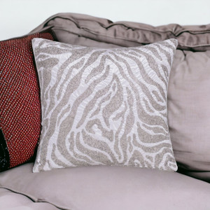 20" X 20" Ivory Safari Animals Abstract Polyester Zippered Pillow With Beads - 606114805052