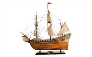 30" Wood Brown Mayflower Boat Hand Painted Decorative Boat - 606114761075
