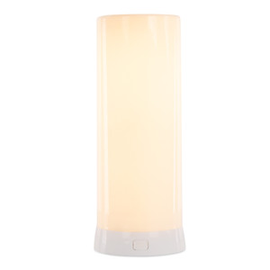 8" White with Orange Flame Flameless Designer Candle - 606114823568