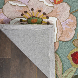 4' X 6' Green Floral Hand Hooked Handmade Area Rug - 606114737896