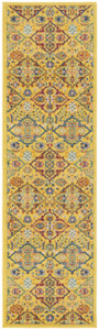 8' Yellow Floral Power Loom Runner Rug - 606114709671