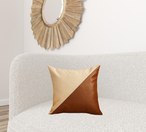 Set Of Two 18" X 18" Brown and Ivory Polyester Zippered Pillow - 606114775607