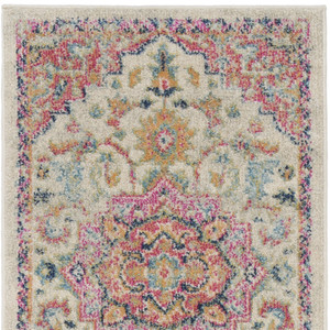 10' Pink and Ivory Oriental Power Loom Runner Rug - 606114806431