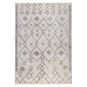 8' x 11' Gray and Ivory Geometric Shag Area Rug - 606114769095