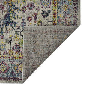5' x 7' Gray Floral Power Loom Area Rug - 606114773931