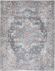 Homeroots Home Decor 8' X 10' Blue Floral Power Loom Distressed Washable Area Rug