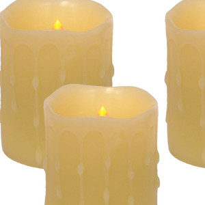 Set of Four Yellow Flameless Pillar Candle - 606114822394