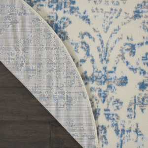 5' Cream Round Damask Power Loom Area Rug - 606114711285