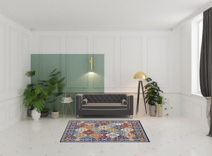 5' x 7' Red Damask Power Loom Area Rug - 606114737933