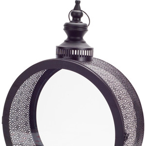 22" Black Metal Ornate Floor Lantern Candle Holder - 606114877219