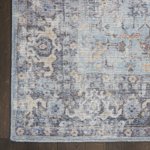 10' Gray Floral Power Loom Distressed Washable Runner Rug - 606114739654