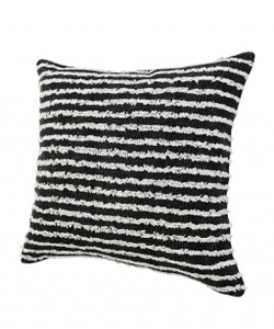 20" X 20" Black And Cream 100% Cotton Striped Zippered Pillow - 606114696179