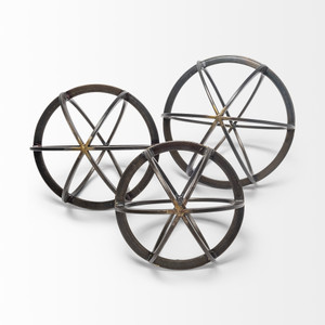 Petite Black Metal Circular Decorative Object - 808230026995