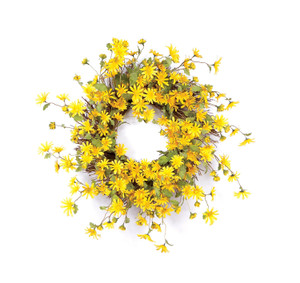 23" Green and Yellow Artificial Spring Daisy Wreath - 606114741916