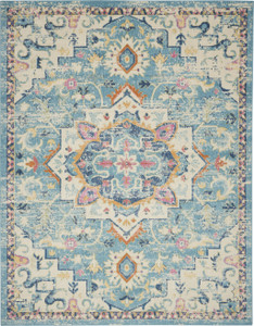 9' x 12' Ivory Floral Power Loom Area Rug - 606114739593