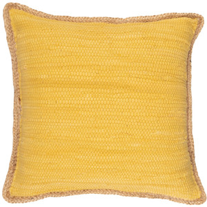 20" X 20" Yellow and Beige Cotton Blend Zippered Pillow - 606114789550