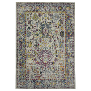 2' x 3' Gray Floral Power Loom Area Rug - 606114773917