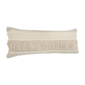 14" X 36" Beige And Cream 100% Cotton Chevron Zippered Pillow - 606114697787