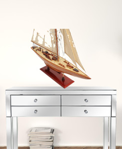 31" Wood Brown Endeavour Yacht Hand Painted Sculpture - 606114761112