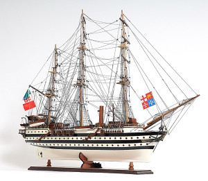 32" Black and White Amerigo Vespucci Boat Hand Painted Decorative Boat - 606114760269