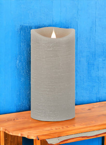 7" Gray Flameless Pillar Candle - 606114823056