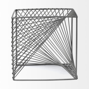 Contemporary Gray Metal Cubed Decor Piece - 808230025967