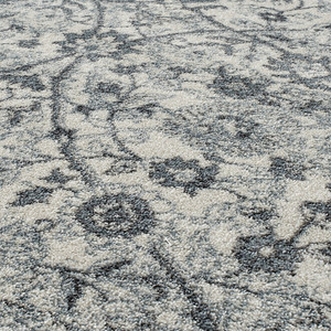 10' Light Blue Floral Power Loom Runner Rug - 606114767909