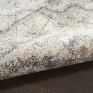 7' X 9' Silver Oriental Power Loom Washable Area Rug