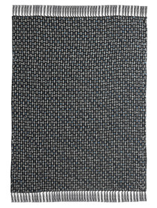 Black and Blue Woven Cotton Geometric Throw Blanket - 606114788911