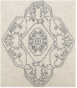 20" X 20" Off-White And Navy 100% Cotton Abstract Zippered Pillow - 606114692508