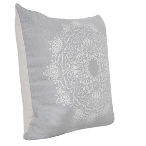 20" X 20" Pale Gray And White 100% Cotton Geometric Zippered Pillow - 606114693451