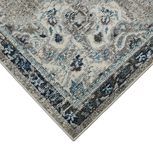 5' X 7' Teal Gray And Ivory Area Rug