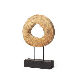Petite Natural Wood Disc Sculpture - 808230025400