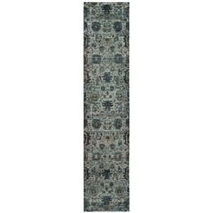 2' X 10' Blue And Navy Oriental Power Loom Stain Resistant Runner Rug - 606114701545