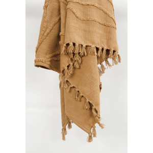 Camel Woven 100% Woven Textured Cotton Throw Blanket - 606114879602
