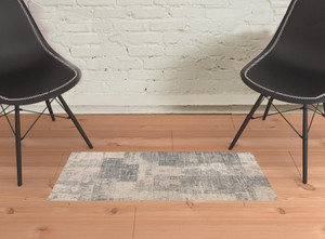 2' x 3' Light Blue Abstract Power Loom Area Rug - 606114766865