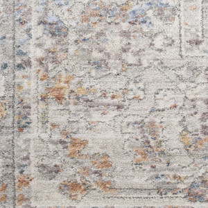 12' Brown and Blue Oriental Power Loom Distressed Runner Rug - 606114778172