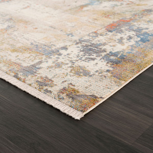 9 X 12' Gray And Ivory Abstract Power Loom Distressed Stain Resistant Area Rug