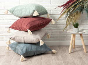 18" X 18" Burgundy 100% Cotton Zippered Pillow - 606114695714