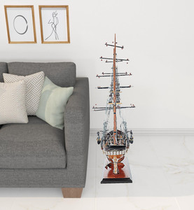 24" Wood Brown 1862 CSS Alabama Hand Painted Decorative Boat - 606114761006