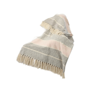 Gray Woven Cotton Striped Throw Blanket - 606114788706