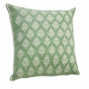 20" Green And White Geometric Cotton Throw Pillow