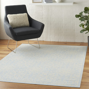 5' X 7' Light Blue Floral Power Loom Area Rug - 606114711544
