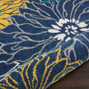 9' x 12' Navy Blue Floral Power Loom Area Rug - 606114738213