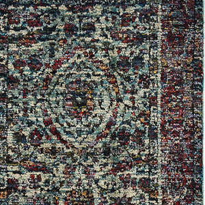 2' X 10' Blue And Purple Oriental Power Loom Stain Resistant Runner Rug - 606114701538