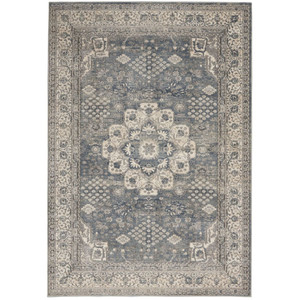 4' X 6' Grey And Ivory Oriental Power Loom Non Skid Area Rug - 606114723288